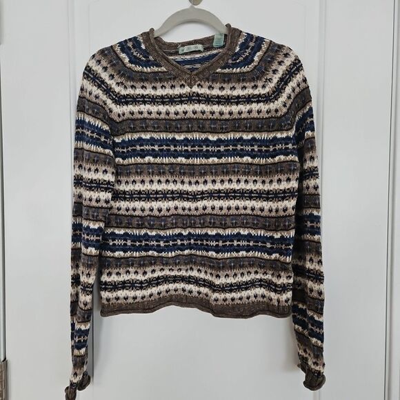 VTG Marsh Landing Sweater Medium‎ Geometric Fair Isle Nordic Cotton Ramie GUC - Picture 1 of 10